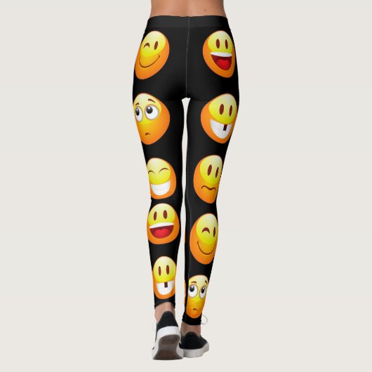 Schwarze Emojis Leggings (Rückseite)
