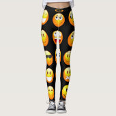 Schwarze Emojis Leggings (Vorderseite)