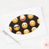 Schwarze Emojis Ovaler Aufkleber (Umschlag)
