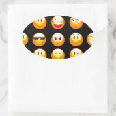 Schwarze Emojis Ovaler Aufkleber (Tasche)