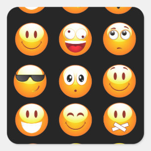 Schwarze Emojis Quadratischer Aufkleber
