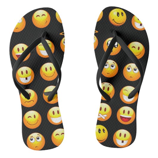 Schwarze Emojis Schuhe Flip Flops Sandalen (Fußbett)