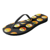 Schwarze Emojis Schuhe Flip Flops Sandalen (Schrägansicht)