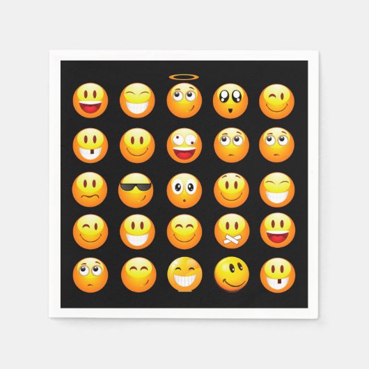 Schwarze Emojis Serviette (Vorderseite)