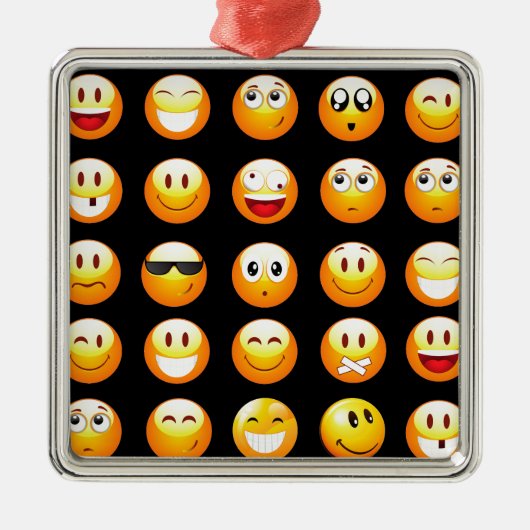 Schwarze Emojis Silbernes Ornament (Vorne)