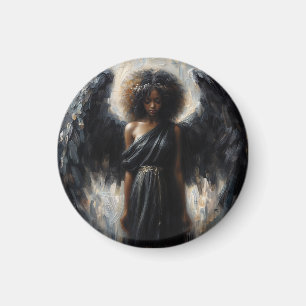 Schwarze Engel-Girl mit dunklem Flügelmagnet Magnet