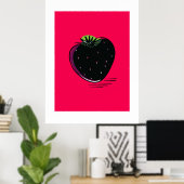 Schwarze Erdbeere – Minimal Pop Poster (Heimbüro)