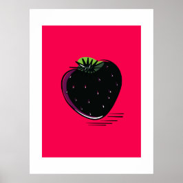 Schwarze Erdbeere – Minimal Pop  Poster