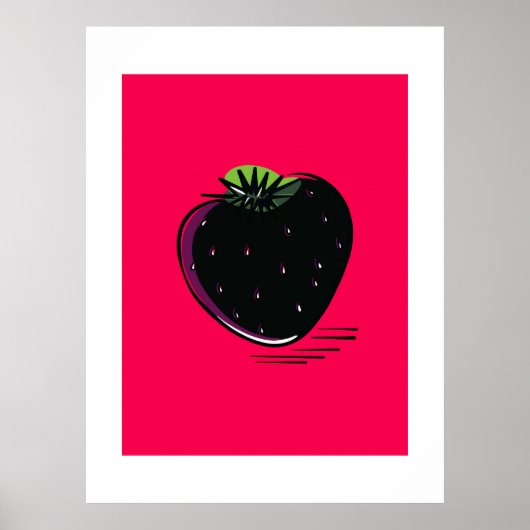 Schwarze Erdbeere – Minimal Pop Poster (Vorne)