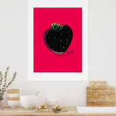 Schwarze Erdbeere – Minimal Pop Poster (Küche)