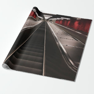 SCHWARZE ESKALATUR MIT KEINEM MENSCHEN GESCHENKPAPIER