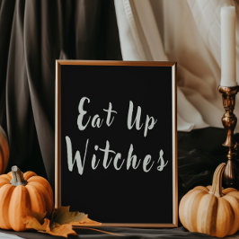 Schwarze essen auf Hexen Halloween Chic Food Table Poster