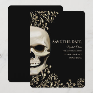 Schwarze ethnische dunkle gotische Schädel-Hochzei Save The Date