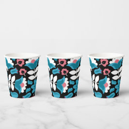 Schwarze ethnische mexikanische Stickereien-Blume Pappbecher