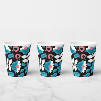 Schwarze ethnische mexikanische Stickereien-Blume Pappbecher