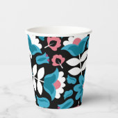 Schwarze ethnische mexikanische Stickereien-Blume Pappbecher (Vorderseite)