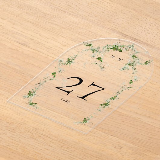 Schwarze Eukalyptus-Wreath-Arch Akryllische Tischn Acryleinladungen (Ablage )