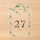 Schwarze Eukalyptus-Wreath-Arch Akryllische Tischn Acryleinladungen (Vorderseite)