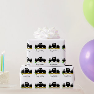 Schwarze Eulen Design Geburtstagsgeschenk Geschenkpapier