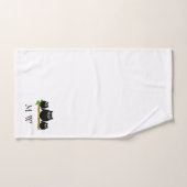 Schwarze Eulen Design-Monogramm Badhandtuch Set (Handtuch)