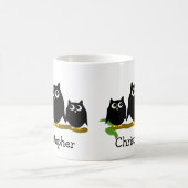 Schwarze Eulen Design Personalisiert Kaffeetasse (Mittel)