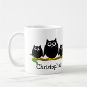 Schwarze Eulen Design Personalisiert Kaffeetasse (Links)