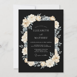 Schwarze exquisite Winterhochzeit Einladung