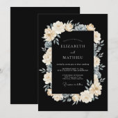 Schwarze exquisite Winterhochzeit Einladung (Vorne/Hinten)