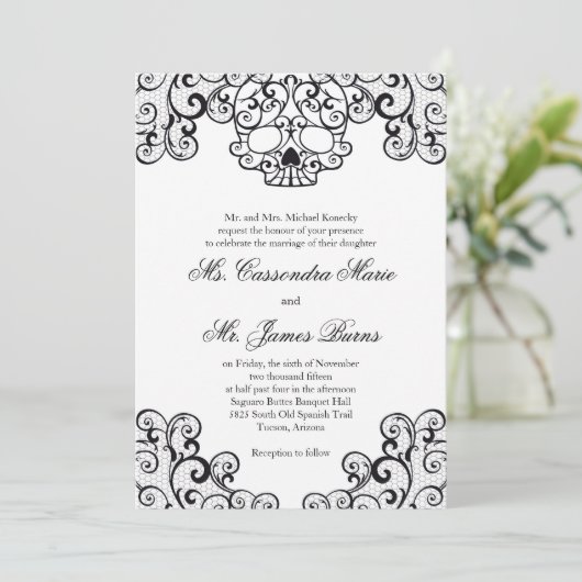 Schwarze extravagante einladung (Stehend Vorderseite)