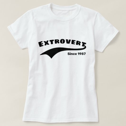 Schwarze Extrovertierte Typografie Swoosh Benutzer T-Shirt (Design vorne)
