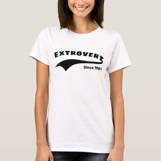 Schwarze Extrovertierte Typografie Swoosh Benutzer T-Shirt (Vorderseite)