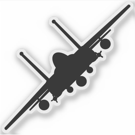 Schwarze F-15E Strike Eagle Front View Silhouette Aufkleber (Vorderseite)