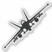 Schwarze F/A-18C-Silhouette mit Frontansicht Aufkleber (Vorderseite)