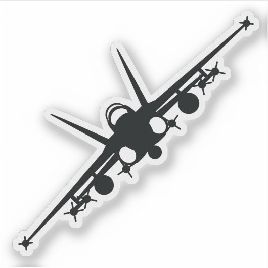 Schwarze F/A-18C-Silhouette mit Frontansicht Aufkleber (Vorderseite)