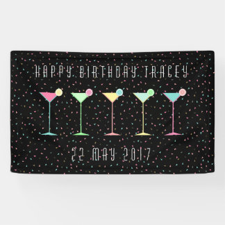 Schwarze Fahne, Cocktail-Party, farbiger Confetti Banner