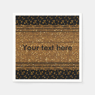 Schwarze falsche gebürstete goldene Glitter-Partys Serviette