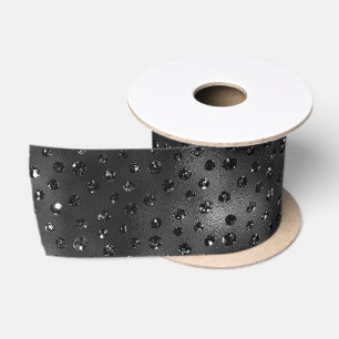 Schwarze falsche Glitter-Cheetah-Flecken Satinband