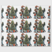 Schwarze Familie um den Weihnachtsbaum Geschenkpapier (Flach)