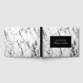 Schwarze Farbakzente aus weißem Marmor Gästebuch (Voll)