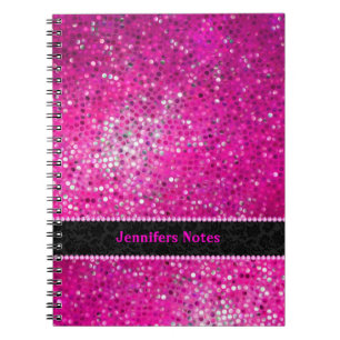 Schwarze Farbakzente des Glitzer (Hot Pink) Notizblock