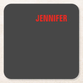 Schwarze Farbe Ihr Name anpassen Geschenk Rechteckiger Pappuntersetzer (Vorderseite)