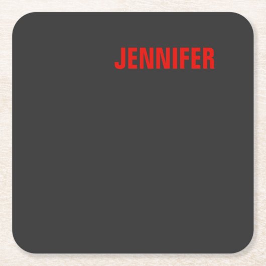 Schwarze Farbe Ihr Name anpassen Geschenk Rechteckiger Pappuntersetzer (Vorderseite)
