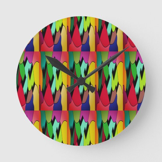 Schwarze Farbe mit Kunstdesign in der Mitte Runde Wanduhr (Vorderseite)