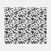 Schwarze Farbe Pinsel Pinselstrich Stroke Muster Fleecedecke (Vorderseite (Horizontal))
