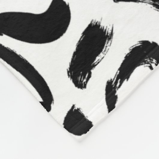 Schwarze Farbe Pinsel Pinselstrich Stroke Muster Fleecedecke (Ecke)