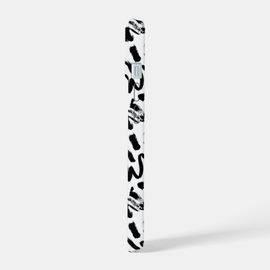 Schwarze Farbe Pinsel Pinselstrich Stroke Muster iPhone 15 Hülle (Linke Seite)