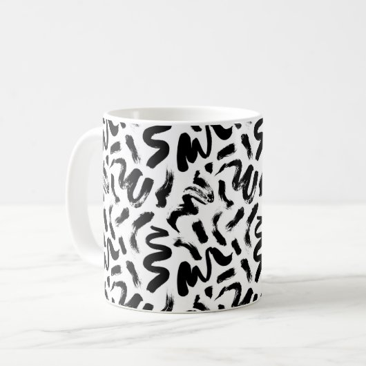 Schwarze Farbe Pinsel Pinselstrich Stroke Muster Kaffeetasse (Vorderseite Links)