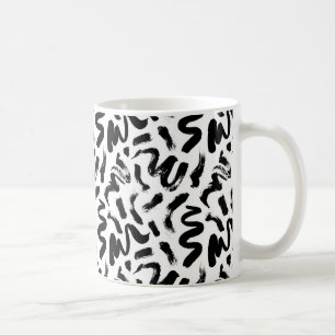Schwarze Farbe Pinsel Pinselstrich Stroke Muster Kaffeetasse