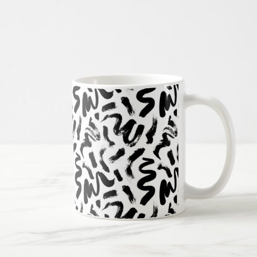 Schwarze Farbe Pinsel Pinselstrich Stroke Muster Kaffeetasse (Rechts)