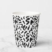 Schwarze Farbe Pinsel Pinselstrich Stroke Muster Pappbecher (Rückseite)